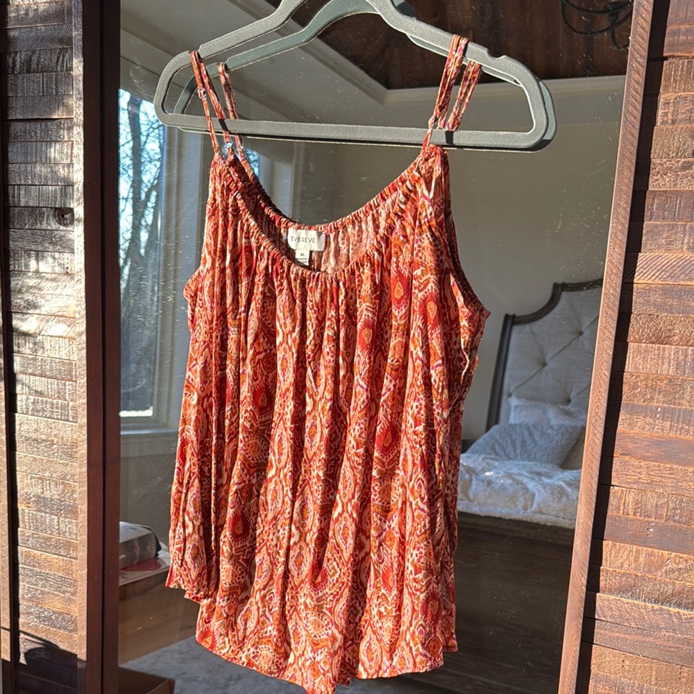 Evereve Orange Patterned Tank Top